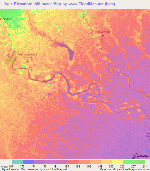 Uyua,Colombia Elevation Map