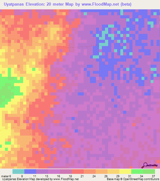 Uyatpanas,Colombia Elevation Map