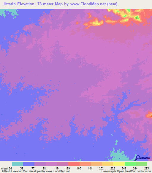 Uttarih,Colombia Elevation Map