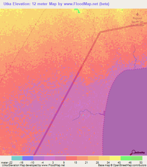 Utka,Colombia Elevation Map