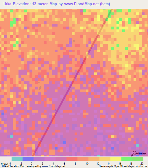 Utka,Colombia Elevation Map