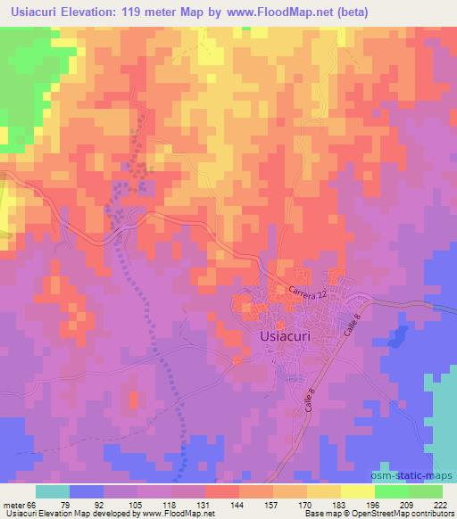 Usiacuri,Colombia Elevation Map