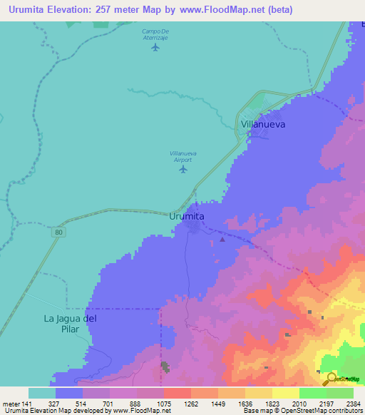 Urumita,Colombia Elevation Map