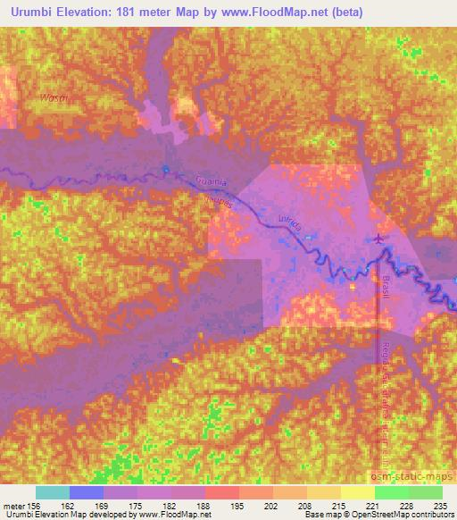 Urumbi,Colombia Elevation Map