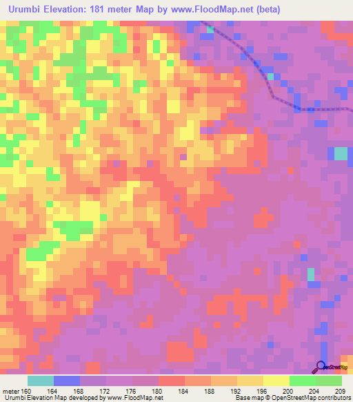 Urumbi,Colombia Elevation Map