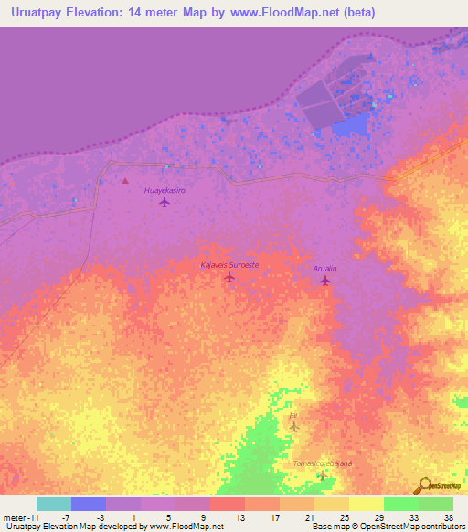 Uruatpay,Colombia Elevation Map