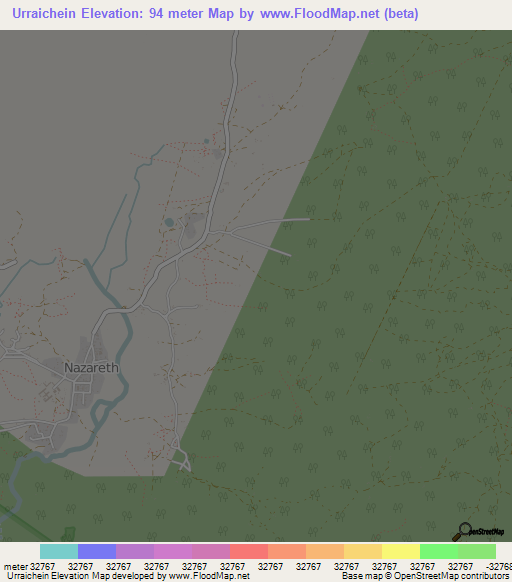 Urraichein,Colombia Elevation Map