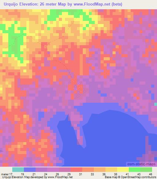 Urquijo,Colombia Elevation Map