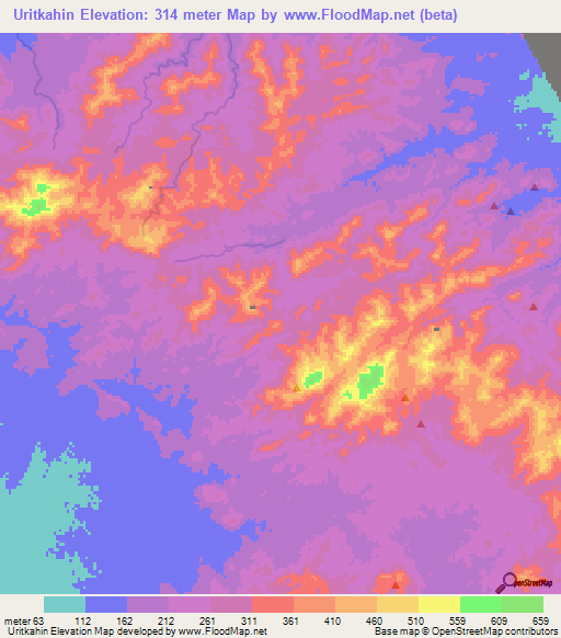 Uritkahin,Colombia Elevation Map