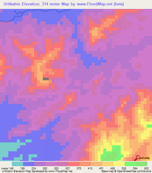 Uritkahin,Colombia Elevation Map