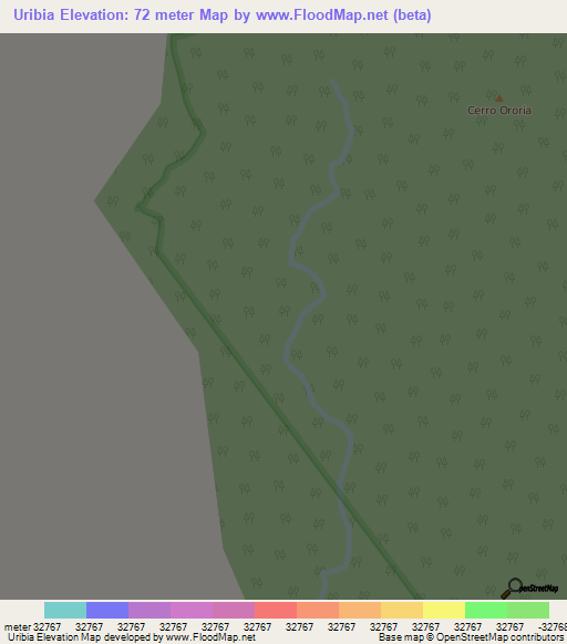 Uribia,Colombia Elevation Map