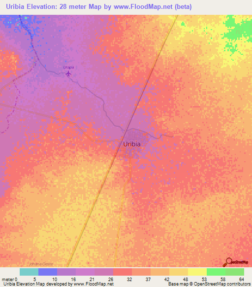 Uribia,Colombia Elevation Map