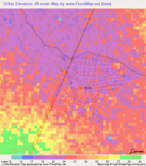 Uribia,Colombia Elevation Map