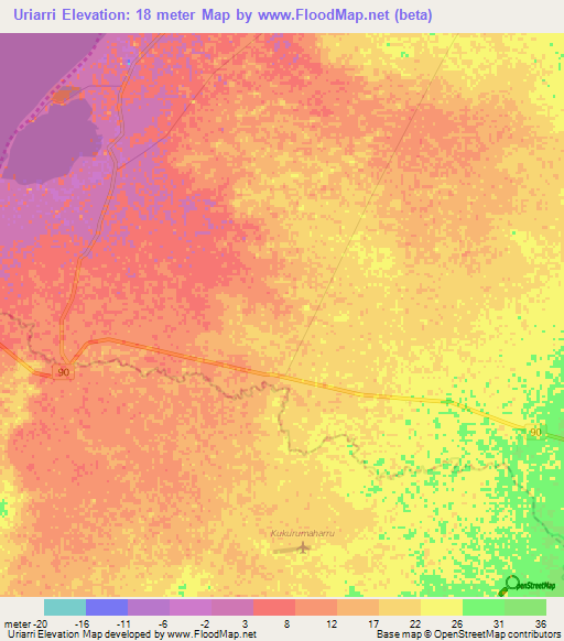 Uriarri,Colombia Elevation Map