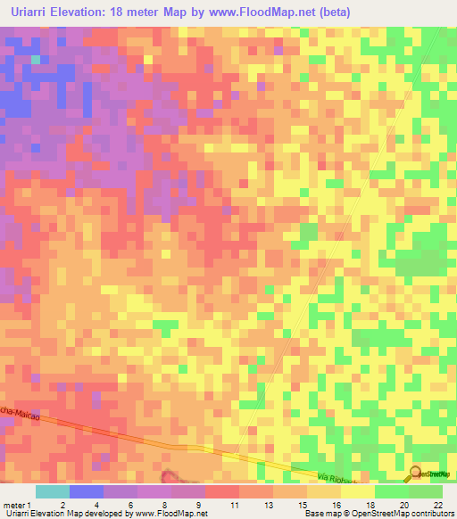 Uriarri,Colombia Elevation Map