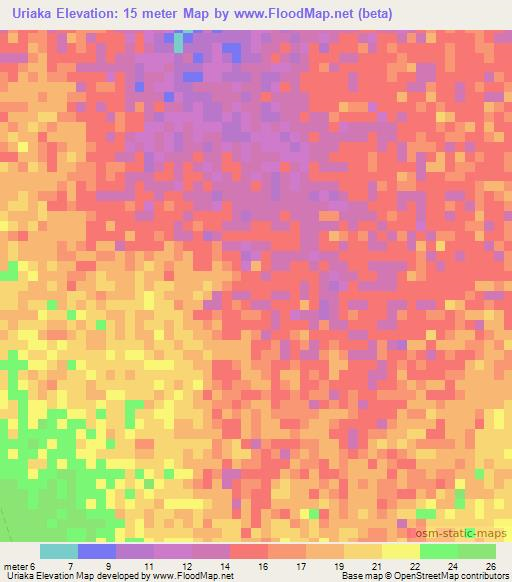 Uriaka,Colombia Elevation Map