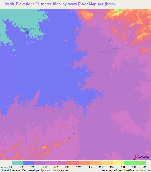 Uresh,Colombia Elevation Map