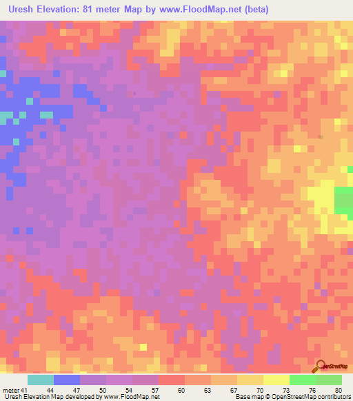 Uresh,Colombia Elevation Map