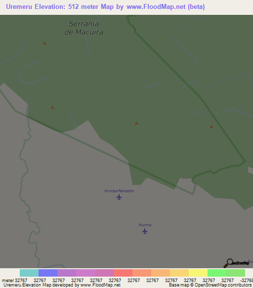 Uremeru,Colombia Elevation Map