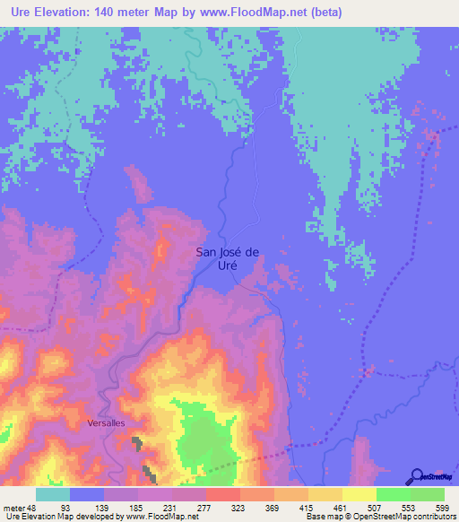 Ure,Colombia Elevation Map