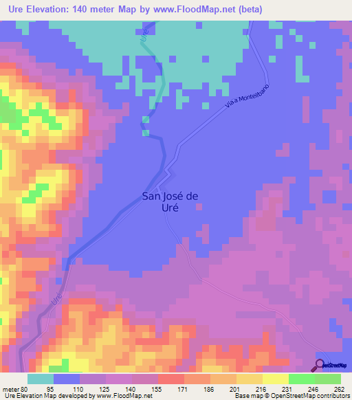 Ure,Colombia Elevation Map