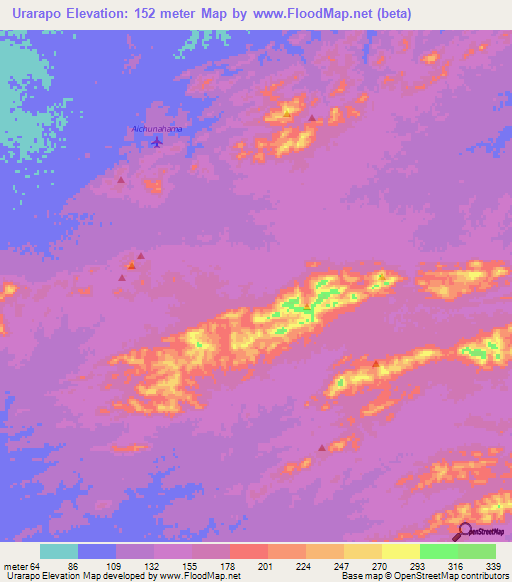 Urarapo,Colombia Elevation Map