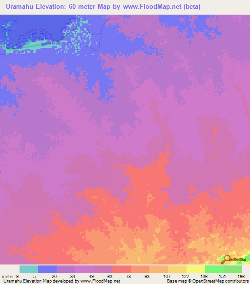 Uramahu,Colombia Elevation Map