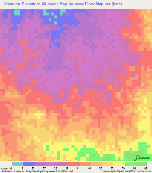 Uramahu,Colombia Elevation Map