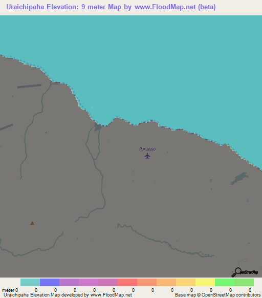 Uraichipaha,Colombia Elevation Map