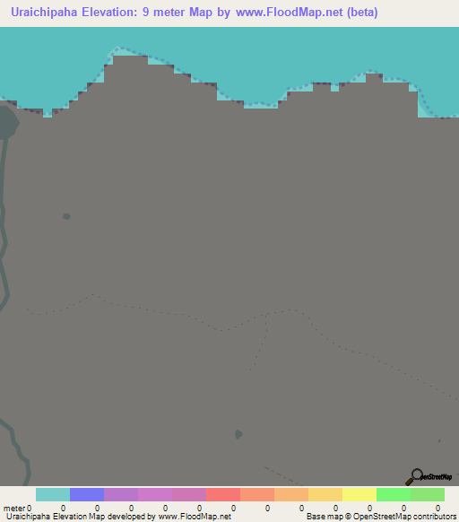 Uraichipaha,Colombia Elevation Map