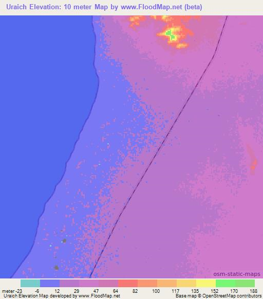 Uraich,Colombia Elevation Map