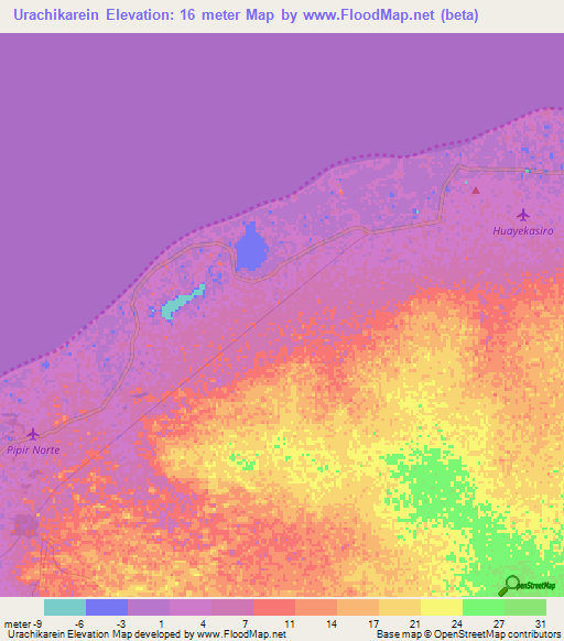 Urachikarein,Colombia Elevation Map