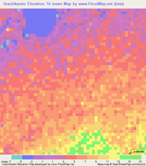 Urachikarein,Colombia Elevation Map