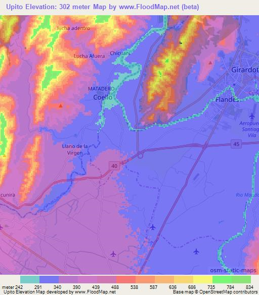 Upito,Colombia Elevation Map