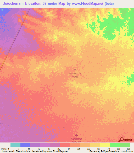 Jotocherrain,Colombia Elevation Map