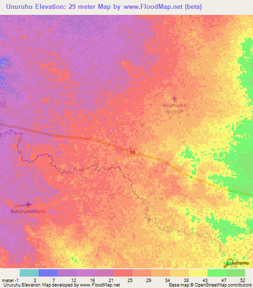 Unuruhu,Colombia Elevation Map