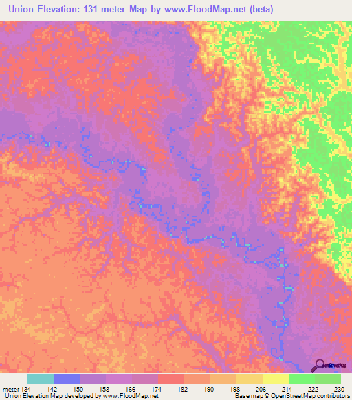 Union,Colombia Elevation Map