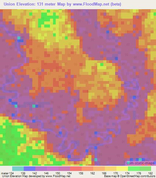 Union,Colombia Elevation Map