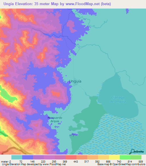 Ungia,Colombia Elevation Map