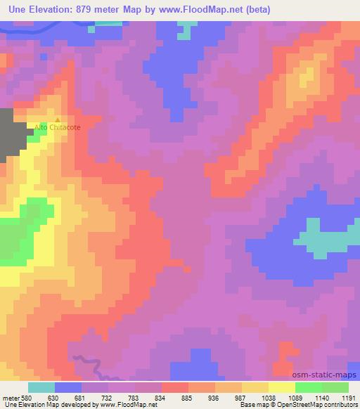 Une,Colombia Elevation Map