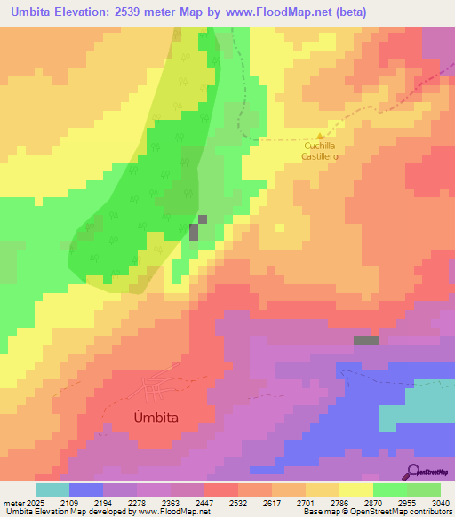 Umbita,Colombia Elevation Map