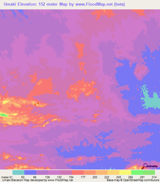 Umaki,Colombia Elevation Map