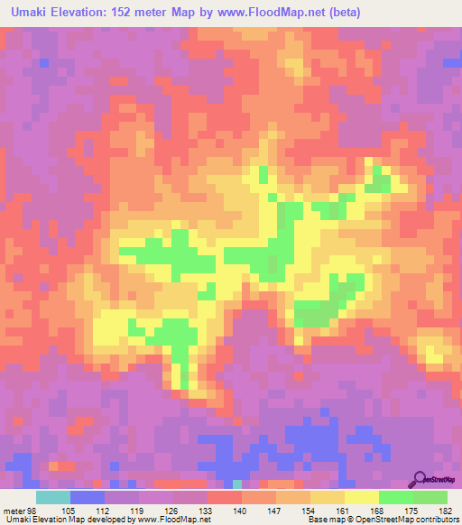 Umaki,Colombia Elevation Map