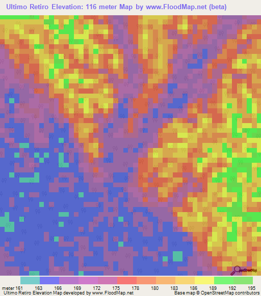 Ultimo Retiro,Colombia Elevation Map