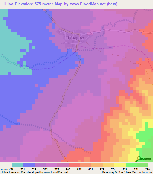 Ulloa,Colombia Elevation Map