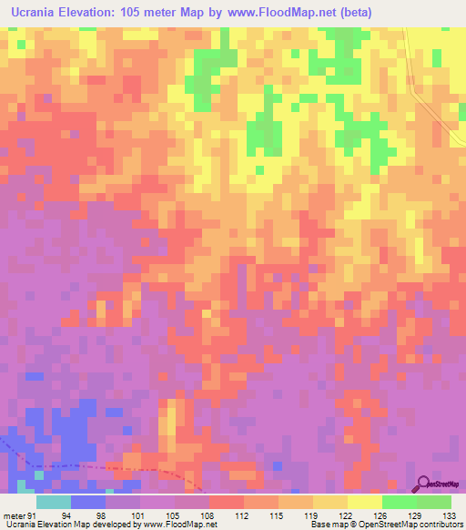 Ucrania,Colombia Elevation Map