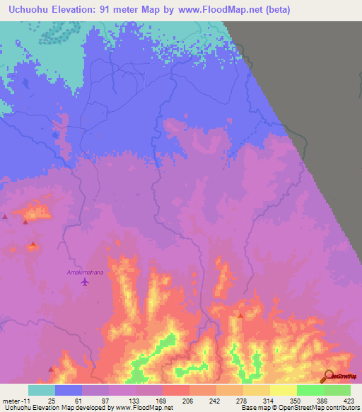 Uchuohu,Colombia Elevation Map