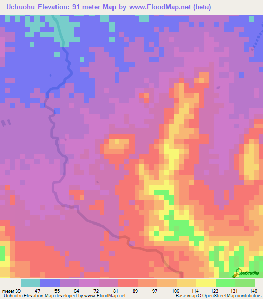 Uchuohu,Colombia Elevation Map