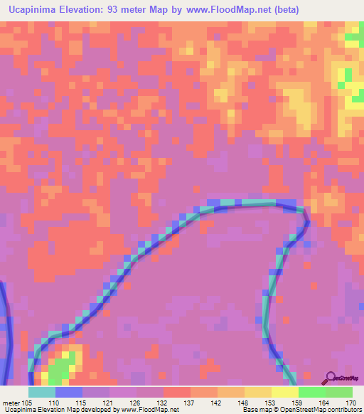 Ucapinima,Colombia Elevation Map