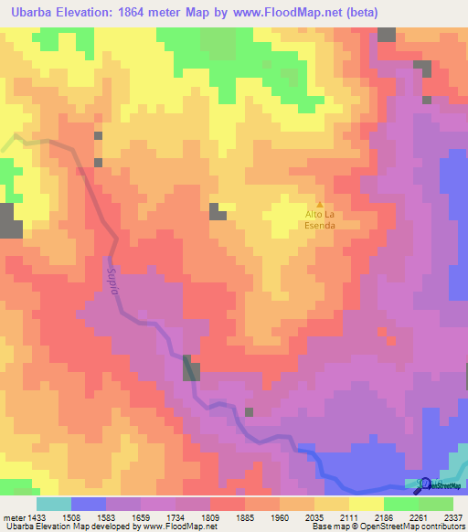 Ubarba,Colombia Elevation Map